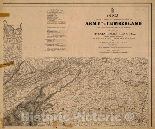Historic Nautical Map - Army Of The Cumberland, VA, NC, 1864 Civil War Historic Nautical Map - Vintage Wall Art
