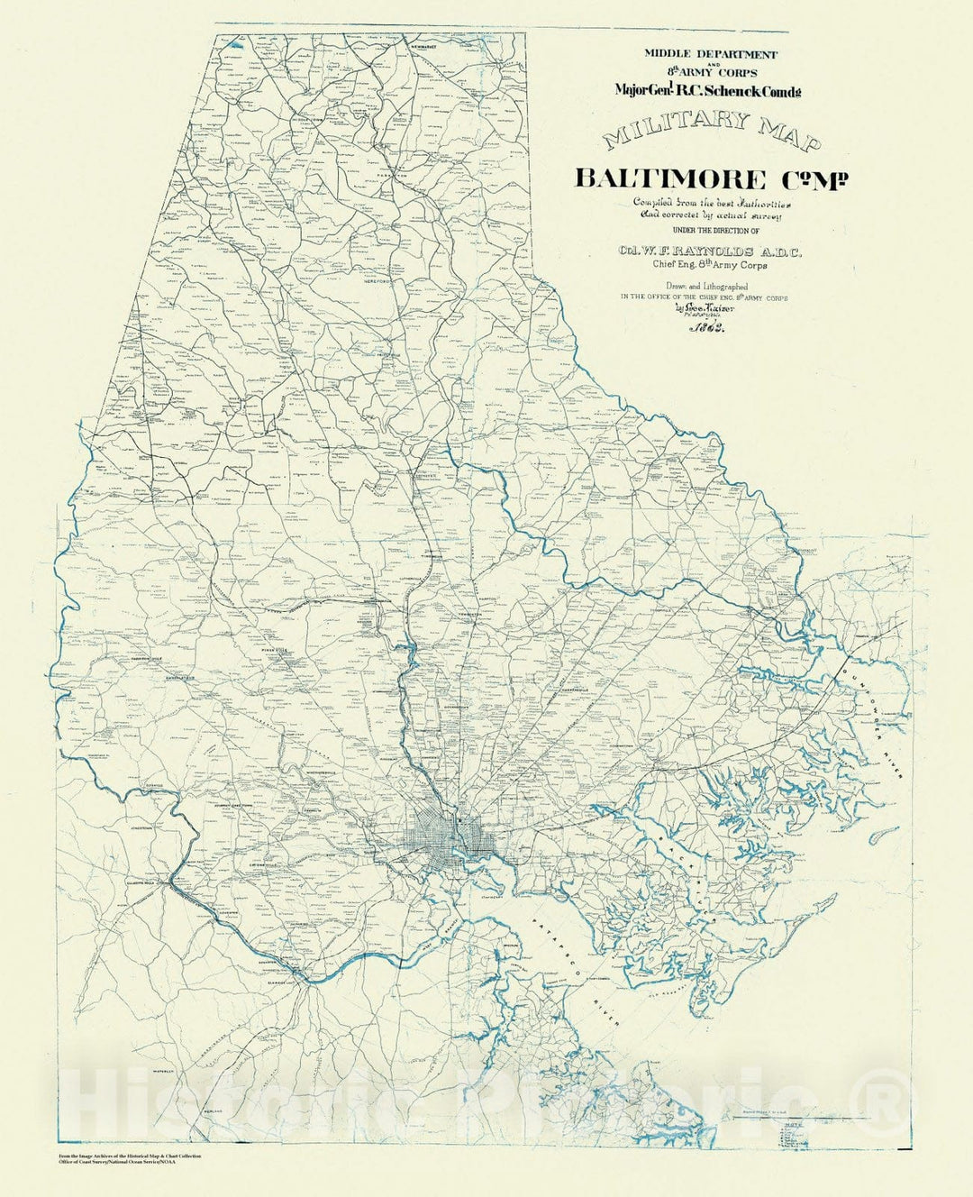 Historic Nautical Map - Military Map Of Baltimore County Md, MD, 1863 Civil War Historic Nautical Map - Vintage Wall Art