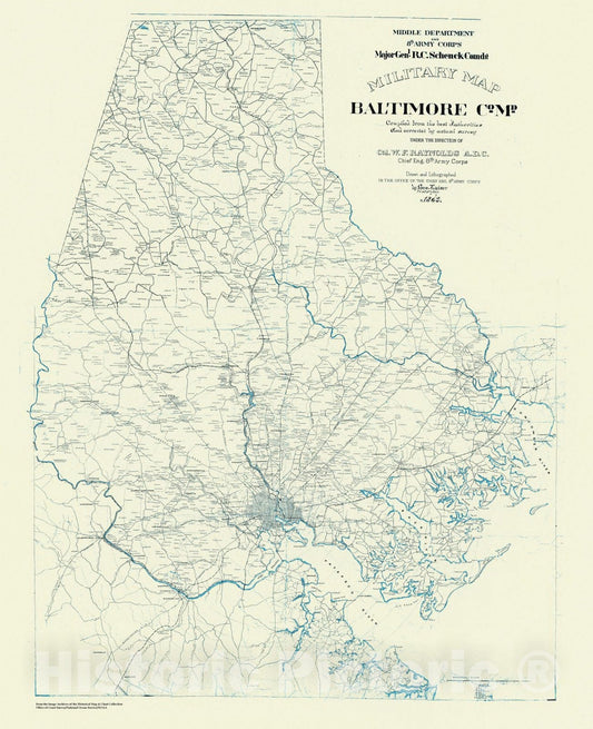 Historic Nautical Map - Military Map Of Baltimore County Md, MD, 1863 Civil War Historic Nautical Map - Vintage Wall Art