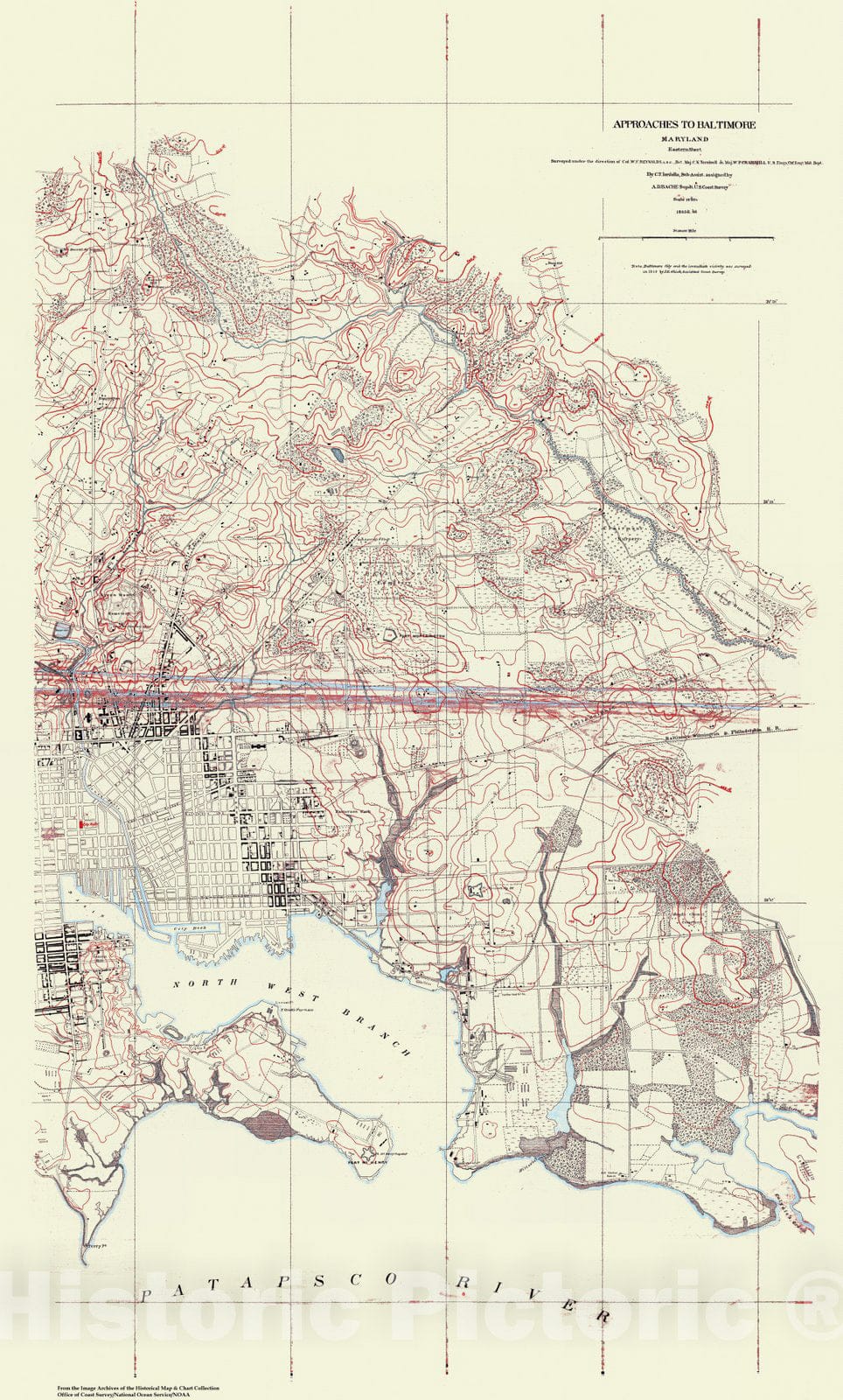 Historic Nautical Map - Approaches To Baltimore, MD, 1866 NOAA Civil War - Vintage Wall Art, v2
