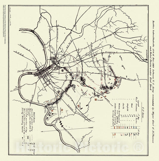 Historic Nautical Map - Battles Before Nashville, 15 & 16 Dec, 1864, TN, 1865 NOAA Civil War - Vintage Wall Art