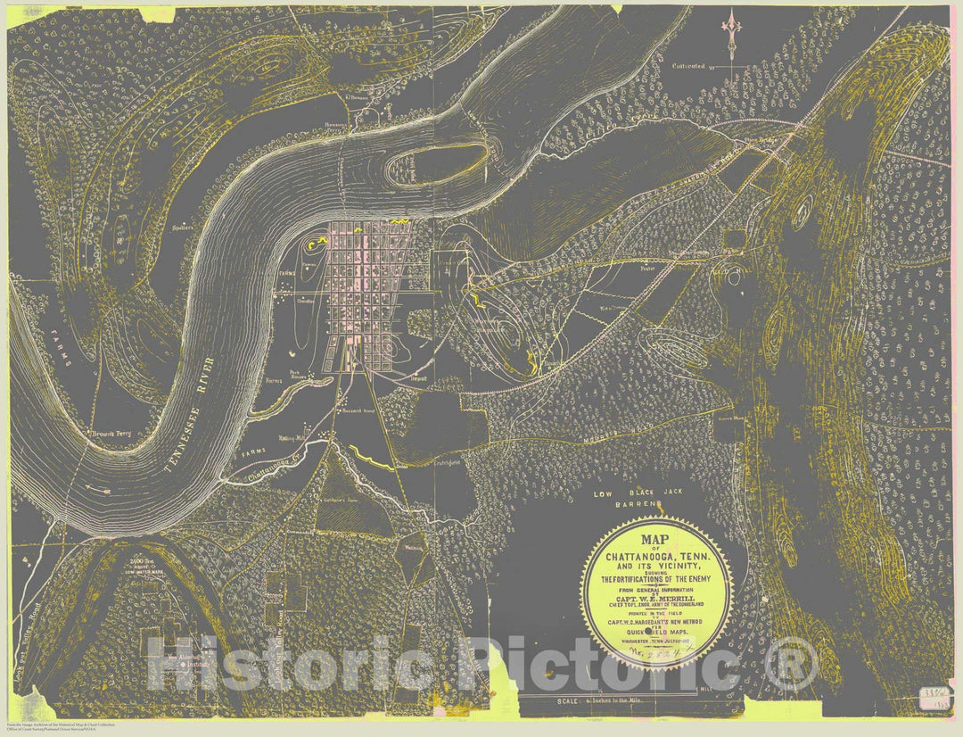 Historic Nautical Map - Map Of Chattanooga Showing The Fortifications Of The Enemy, TN, 1863 Civil War Historic Nautical Map - Vintage Wall Art
