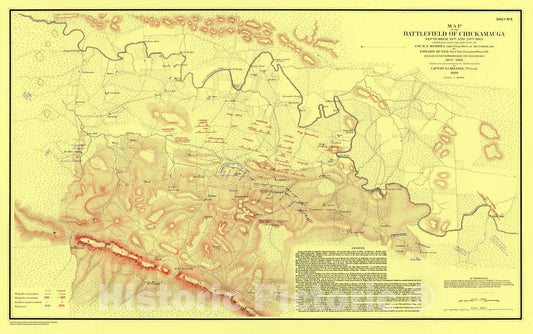 Historic Nautical Map - Map Of The Battlefield Of Chickamauga, Sheet 5, Sept. 19Th And 20Th, 1863, TN, 1889 Civil War Historic Nautical Map - Vintage Wall Art