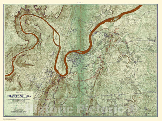 Historic Nautical Map - Chickamauga Battle, 1901 Ed, Battle Of Lookout Mountain, Nov. 24, 1863, TN, 1901 Civil War Historic Nautical Map - Vintage Wall Art
