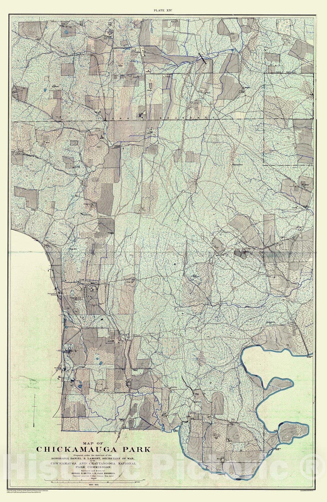 Historic Nautical Map - Chickamauga Battle, 1901 Ed, Map Of Chickamauga Park, TN, 1901 Civil War Historic Nautical Map - Vintage Wall Art