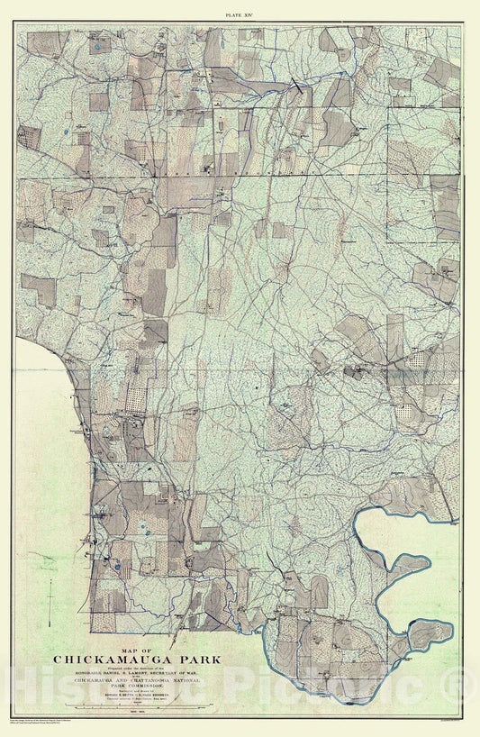Historic Nautical Map - Chickamauga Battle, 1901 Ed, Map Of Chickamauga Park, TN, 1901 Civil War Historic Nautical Map - Vintage Wall Art