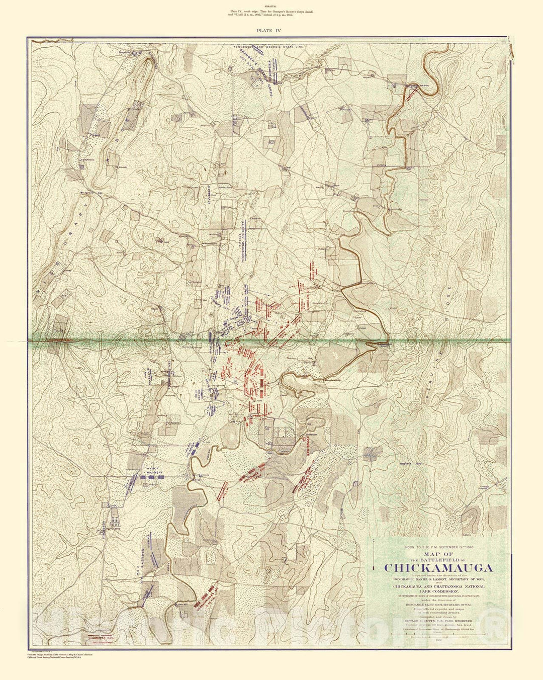 Historic Nautical Map - Chickamauga Battle, 1901 Ed, Noon To 3:30Pm, Sept 19, 1863, TN, 1901 Civil War Historic Nautical Map - Vintage Wall Art
