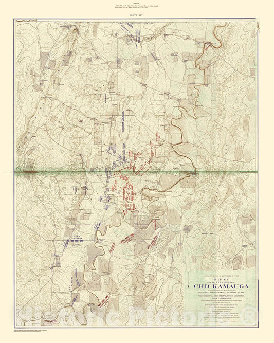 Historic Nautical Map - Chickamauga Battle, 1901 Ed, Noon To 3:30Pm, Sept 19, 1863, TN, 1901 Civil War Historic Nautical Map - Vintage Wall Art