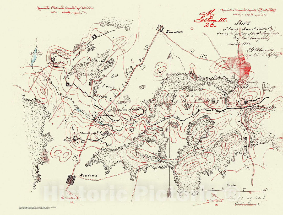 Historic Nautical Map - Sketch Of Camp Russel And Vicinity, VA, 1864 Civil War Historic Nautical Map - Vintage Wall Art