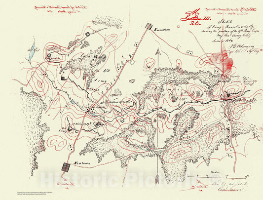 Historic Nautical Map - Sketch Of Camp Russel And Vicinity, VA, 1864 Civil War Historic Nautical Map - Vintage Wall Art
