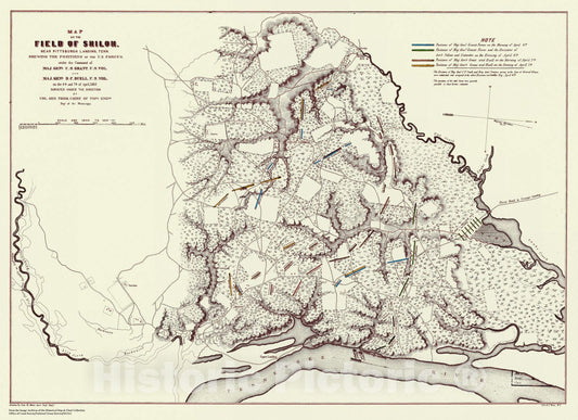Historic Nautical Map - Map Of The Field Of Shiloh, Near Pittsburgh Landing, Showing Positions Of Forces, TN, 1862 Civil War Historic Nautical Map - Vintage Wall Art