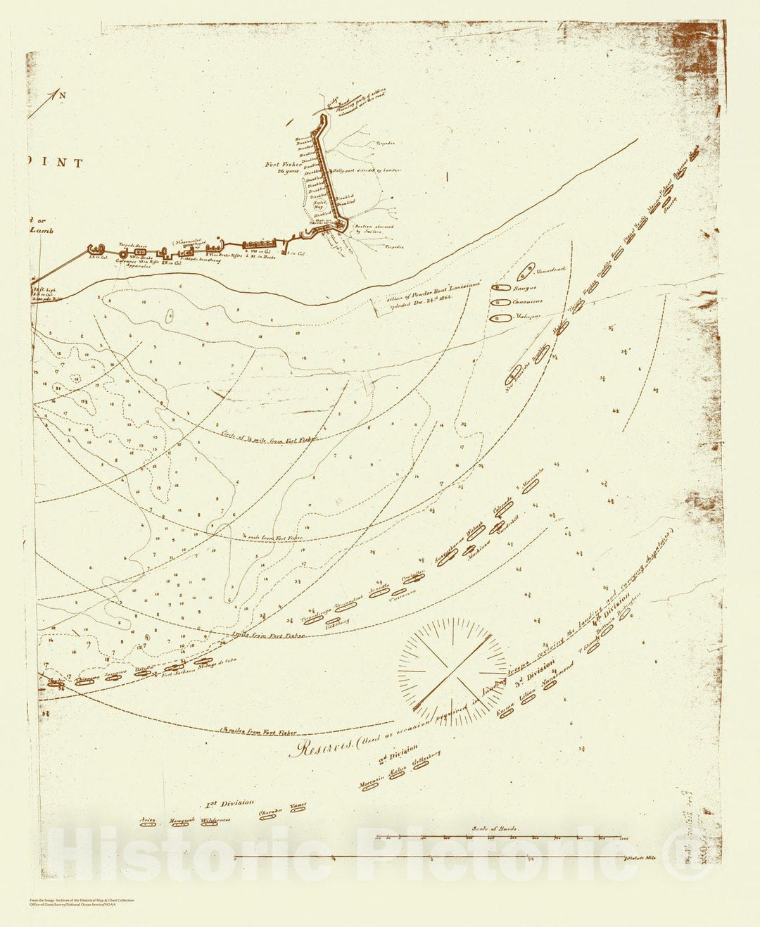 Historic Nautical Map - Plan Of Final Attack On Fort Fisher (Right Side), NC, 1890 Civil War Historic Nautical Map - Vintage Wall Art