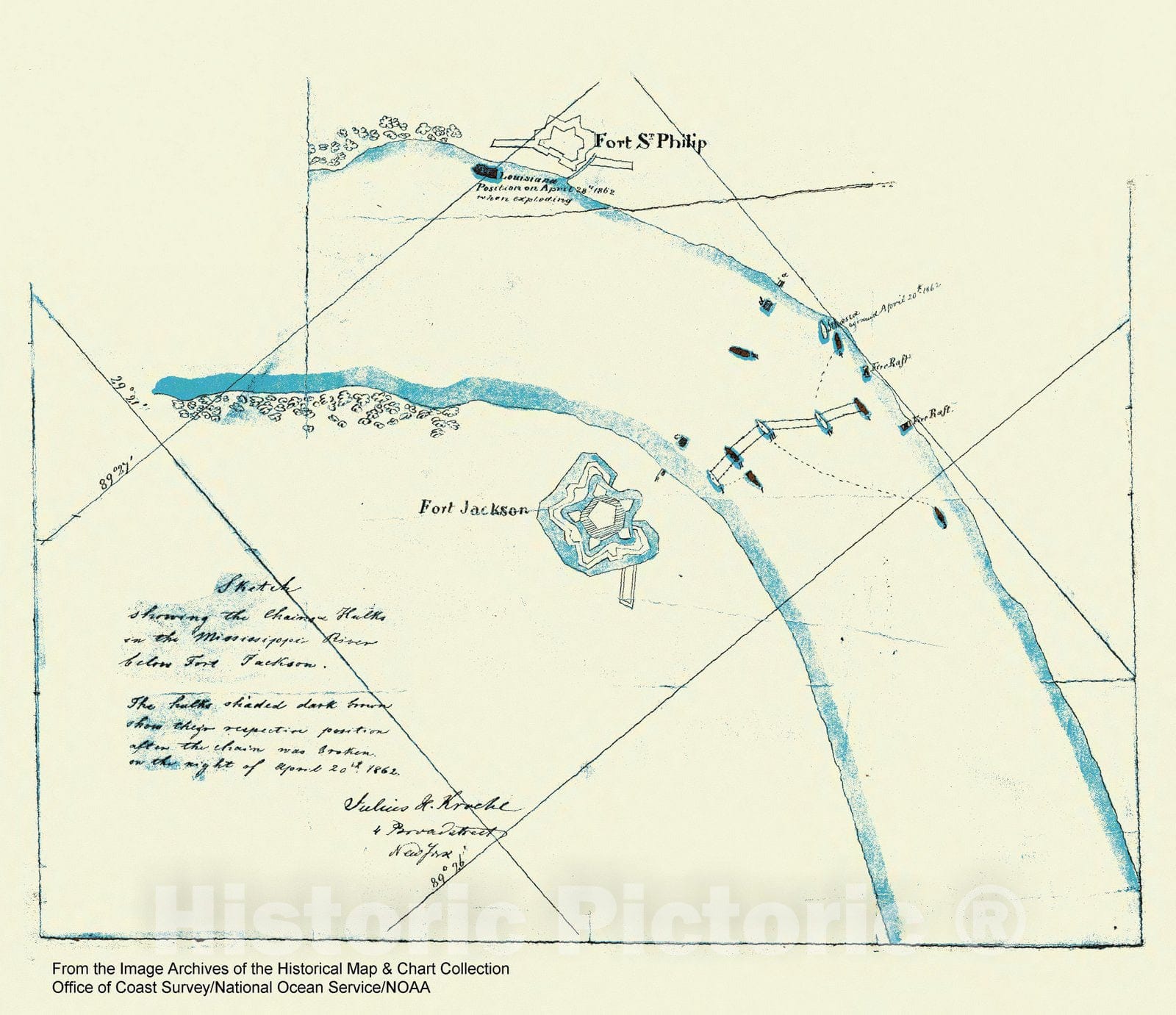 Historic Nautical Map - Fort St. Philip, SC, 1862 Civil War Historic Nautical Map - Vintage Wall Art