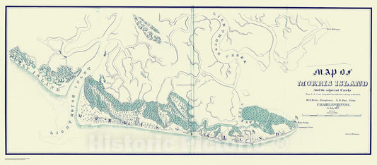Historic Nautical Map - Map Of Morris Island And The Adjacent Creeks, SC, 1863 Civil War Historic Nautical Map - Vintage Wall Art