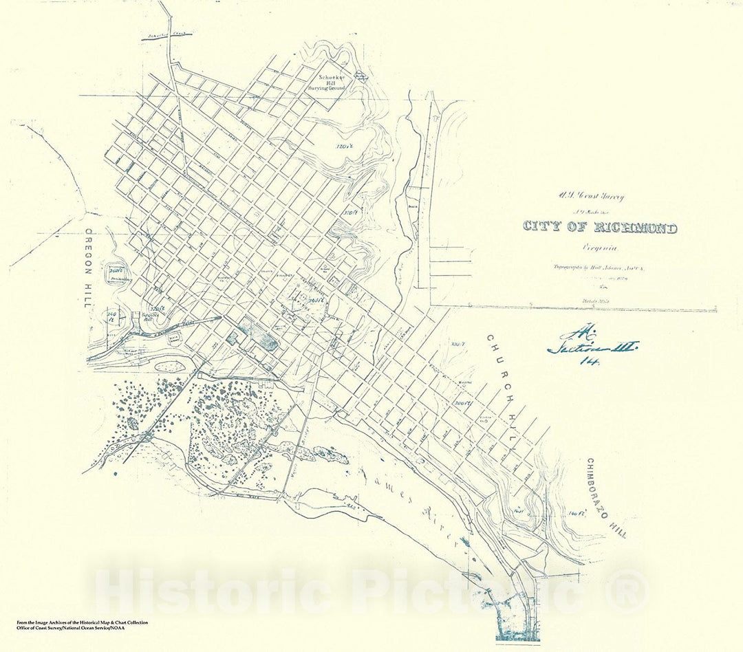 Historic Nautical Map - City Of Richmond, VA, 1858 Civil War Historic Nautical Map - Vintage Wall Art