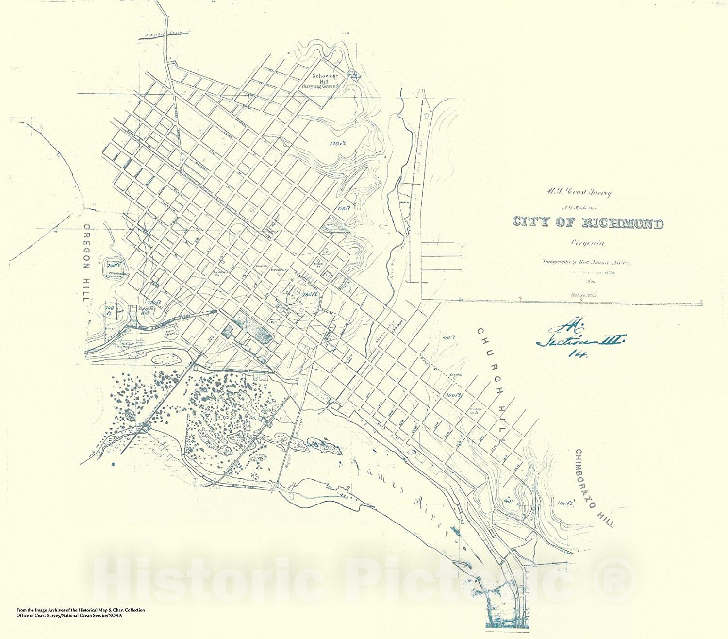 Historic Nautical Map - City Of Richmond, VA, 1858 Civil War Historic Nautical Map - Vintage Wall Art