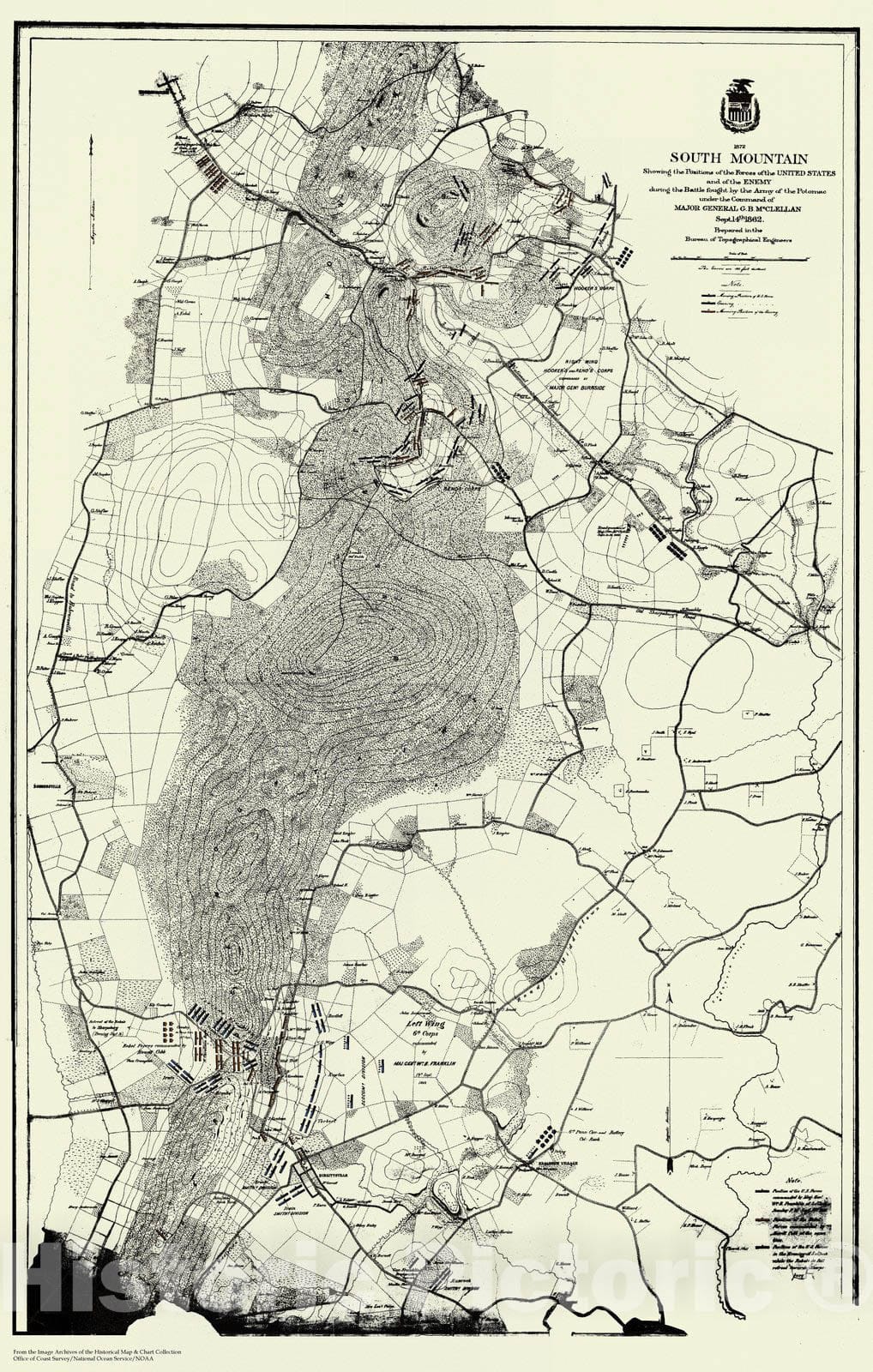 Historic Nautical Map - South Mountain, VA, 1872 Civil War Historic Nautical Map - Vintage Wall Art