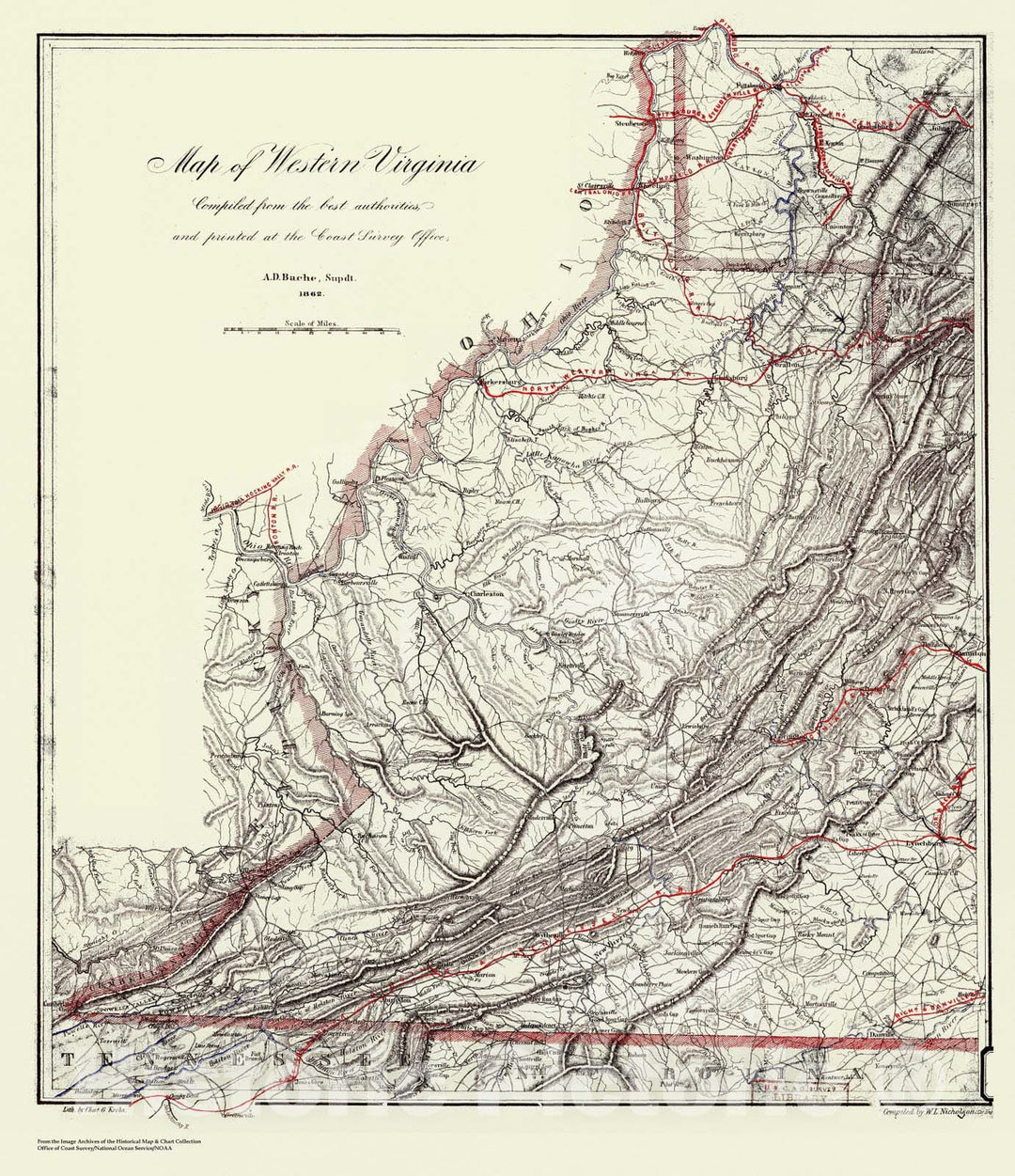 Historic Nautical Map - Map Of Western Virginia, VA, 1862 Civil War Historic Nautical Map - Vintage Wall Art