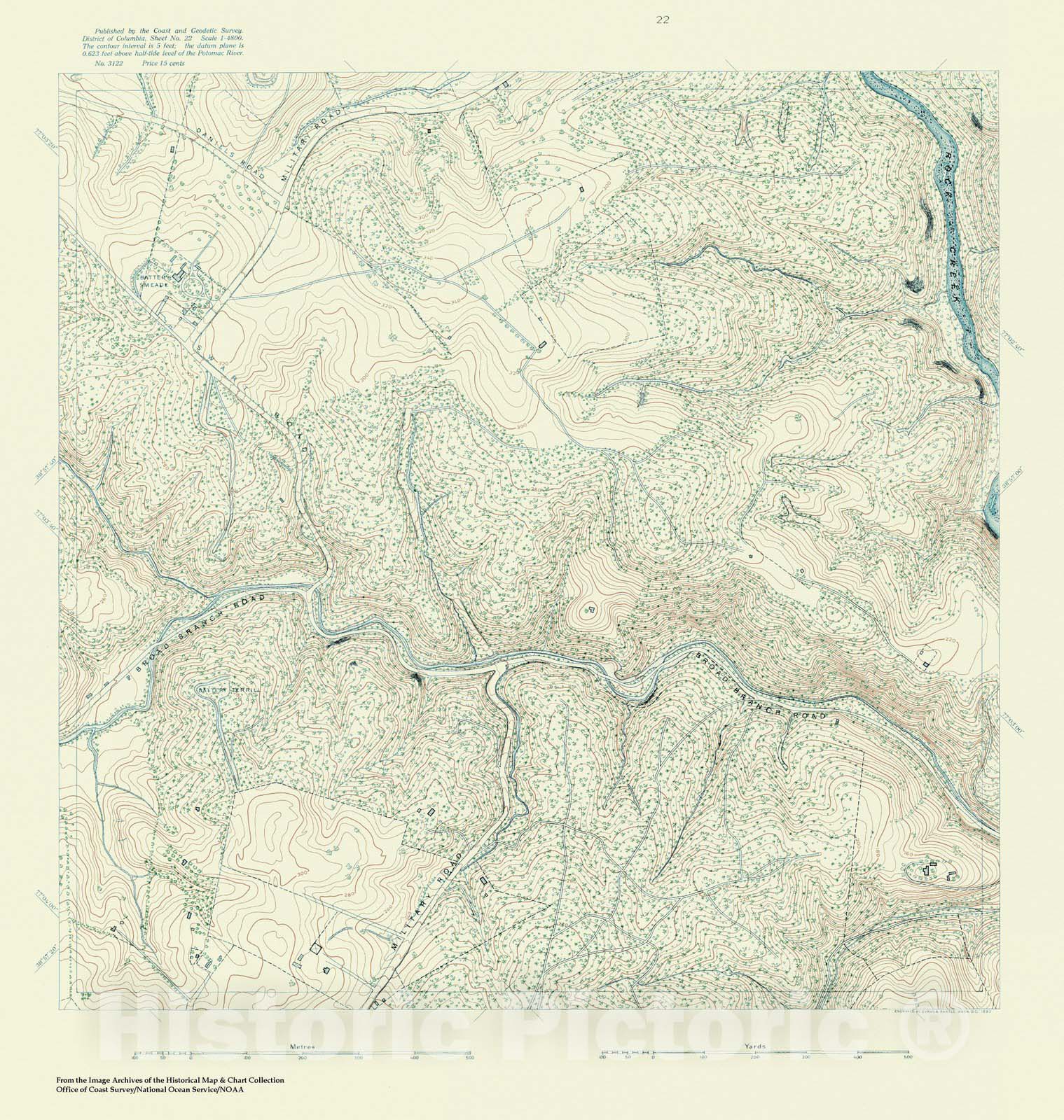 Historic Nautical Map - Topographic Map Of Washington And Vicinity, Sheet 22, DC, 1888 NOAA Topographic - Vintage Wall Art