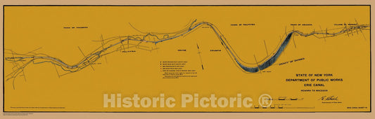 Historic Nautical Map - Map Of Erie Canal From Newark To Macedon Sheet 19, NY, 1923 NOAA Chart - Vintage Wall Art