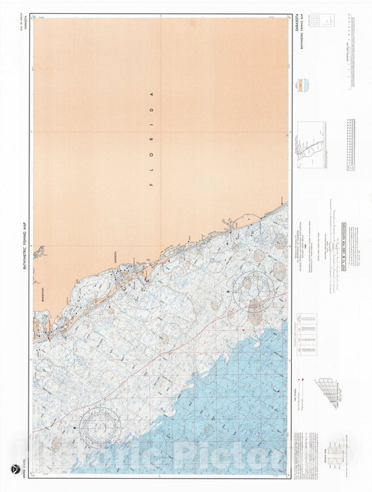 Historic Nautical Map - Sarasota, FL, 1989 NOAA Bathymetric Map-Fishing - Vintage Wall Art