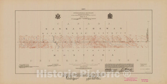 Historic Nautical Map - International Boundary, From The Gulf Of Georgia To The Northwestern Point Of The Lake To The Woods, Sheet No. 35, MT, 1921 NOAA Topographic - Vintage Poster Wall Art Reprint - 0