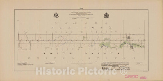 Historic Nautical Map - International Boundary, From The Gulf Of Georgia To The Northwestern Point Of The Lake To The Woods, Sheet No. 52, ND, 1922 NOAA Topographic - Vintage Poster Wall Art Reprint - 0