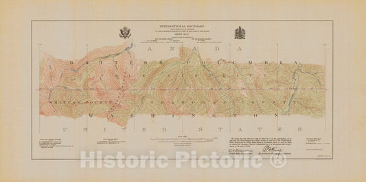 Historic Nautical Map - International Boundary, From The Gulf Of Georgia To The Northwestern Point Of The Lake To The Woods, Sheet No.6, WA, 1913 NOAA Topographic - Decor Poster Wall Art Reproduction - 0