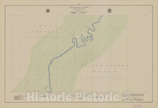 Historic Nautical Map - International Boundary, From The St. Lawrence River To The Source Of The St. Croix River, Sheet No. 32, ME, 1924 NOAA Topographic - Vintage Wall Art