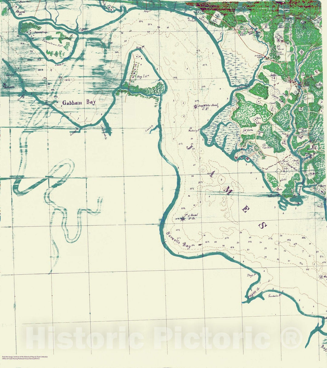 Historic Nautical Map - Military Map of Part of the Peninsula from Fort Monroe to Williamsburg, VA, 1863 Civil War Historic Nautical Map - Vintage Wall Art