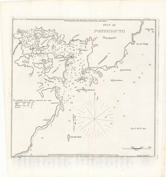 Historic Map : American Coast Pilot, 12th Edition, Portsmouth 1842 , Vintage Wall Art