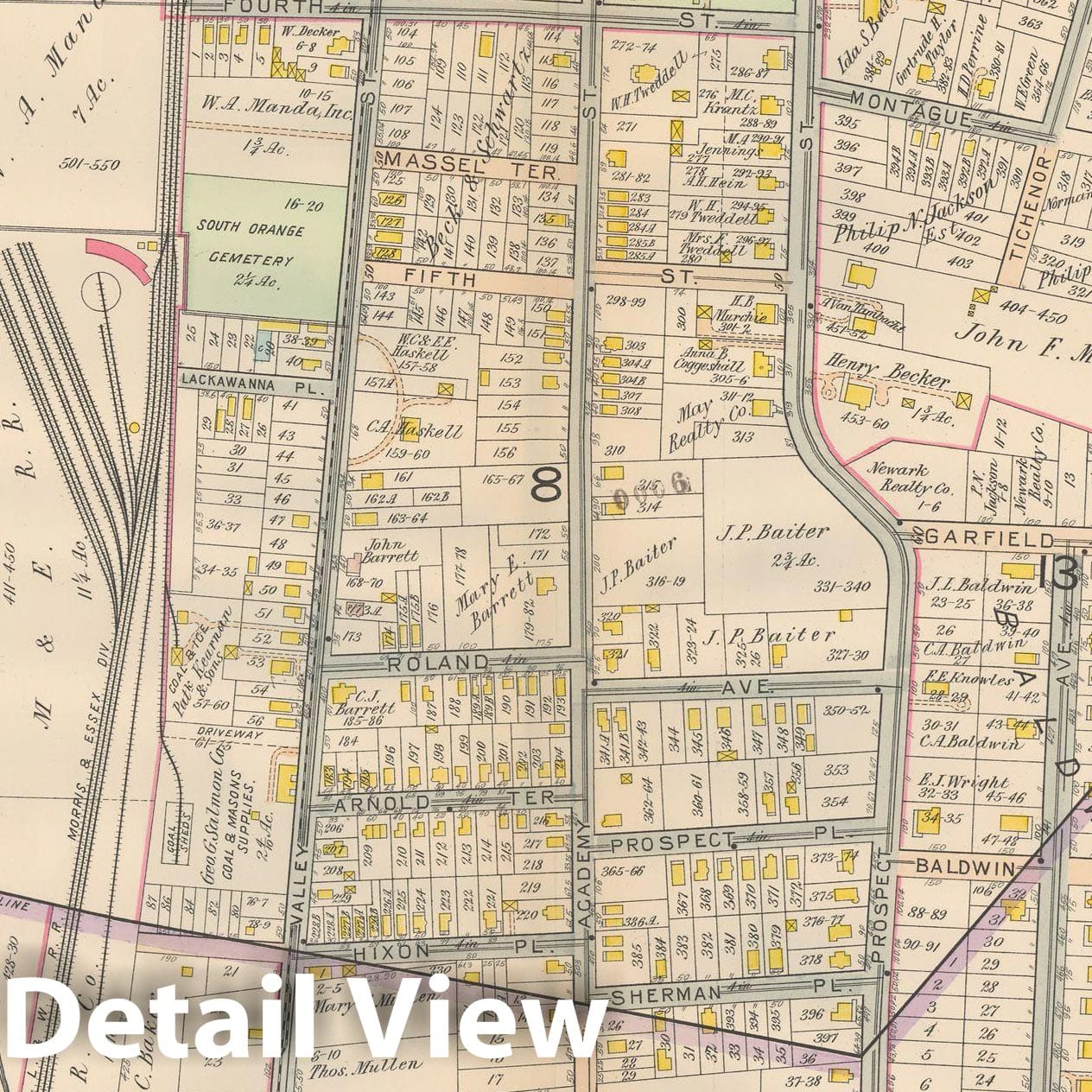 Historic Map : Atlas Oranges, South Orange 1911 Plate 024 , Vintage Wall Art