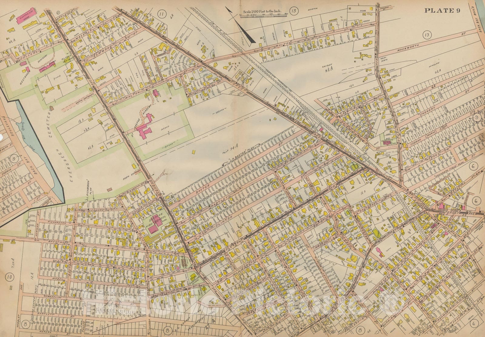 Historic Map : Atlas City of Portland, Portland 1914 Plate 009 , Vintage Wall Art