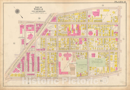 Historic Map : Atlas City of Boston, Roxbury, Roxbury 1915 Plate 017 , Vintage Wall Art