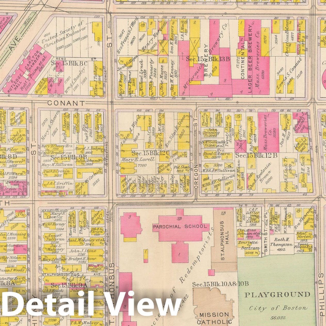 Historic Map : Atlas City of Boston, Roxbury, Roxbury 1915 Plate 017 , Vintage Wall Art