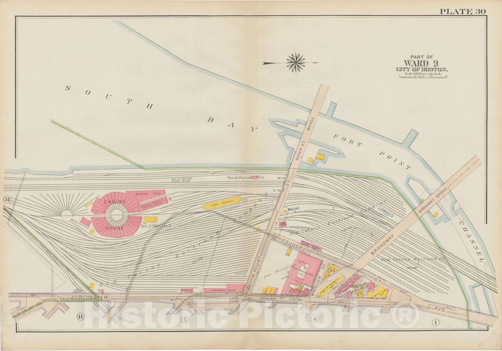 Historic Map : Atlas City of Boston: South Boston 1919 Plate 030 , v2, Vintage Wall Art