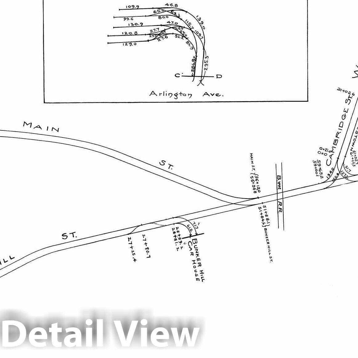 Historic Map : Boston Elevated Railway Track Plans, Charlestown 1899-1915 Plate 021 , Vintage Wall Art