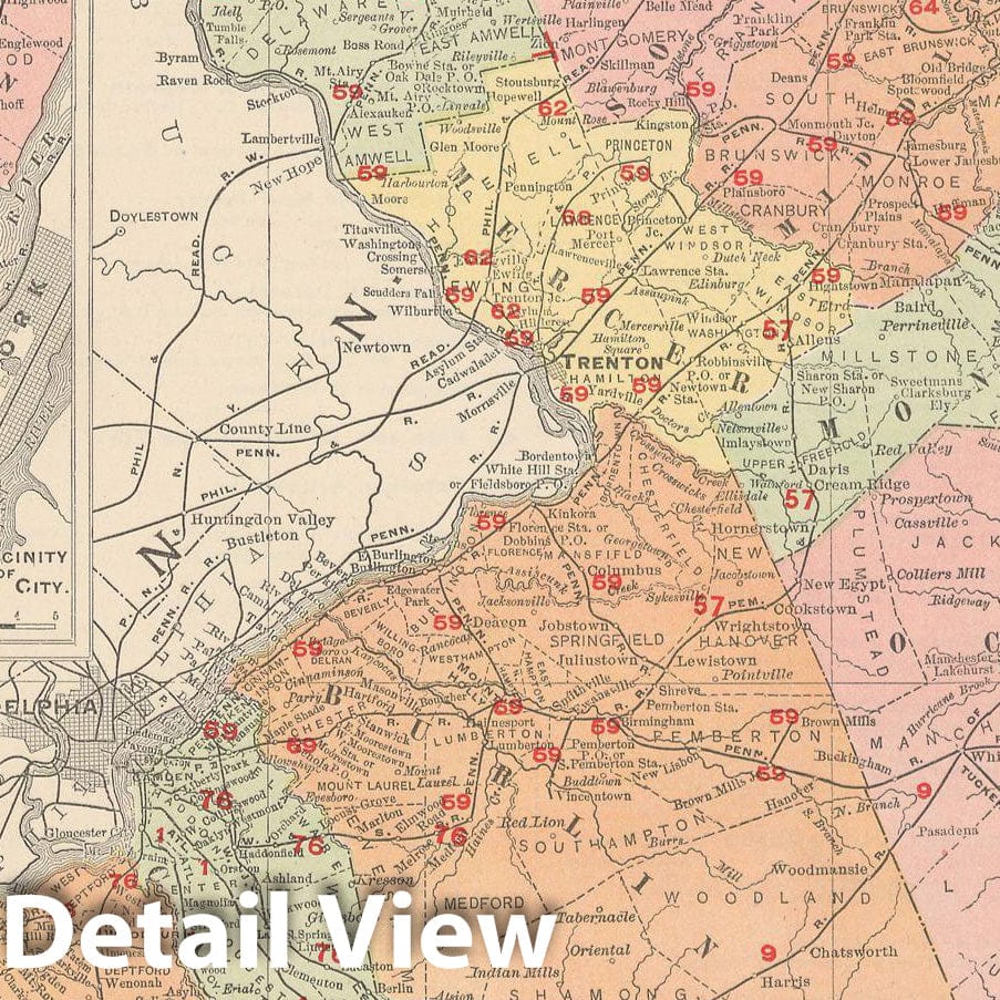 Historic Map : New Jersey 1903 , Rand McNally Business Atlas , Vintage Wall Art