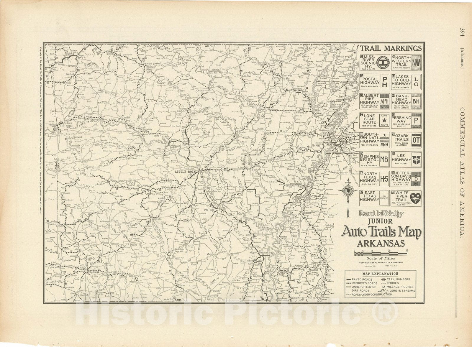 Historic Map : Arkansas 1925 , v2, Vintage Wall Art