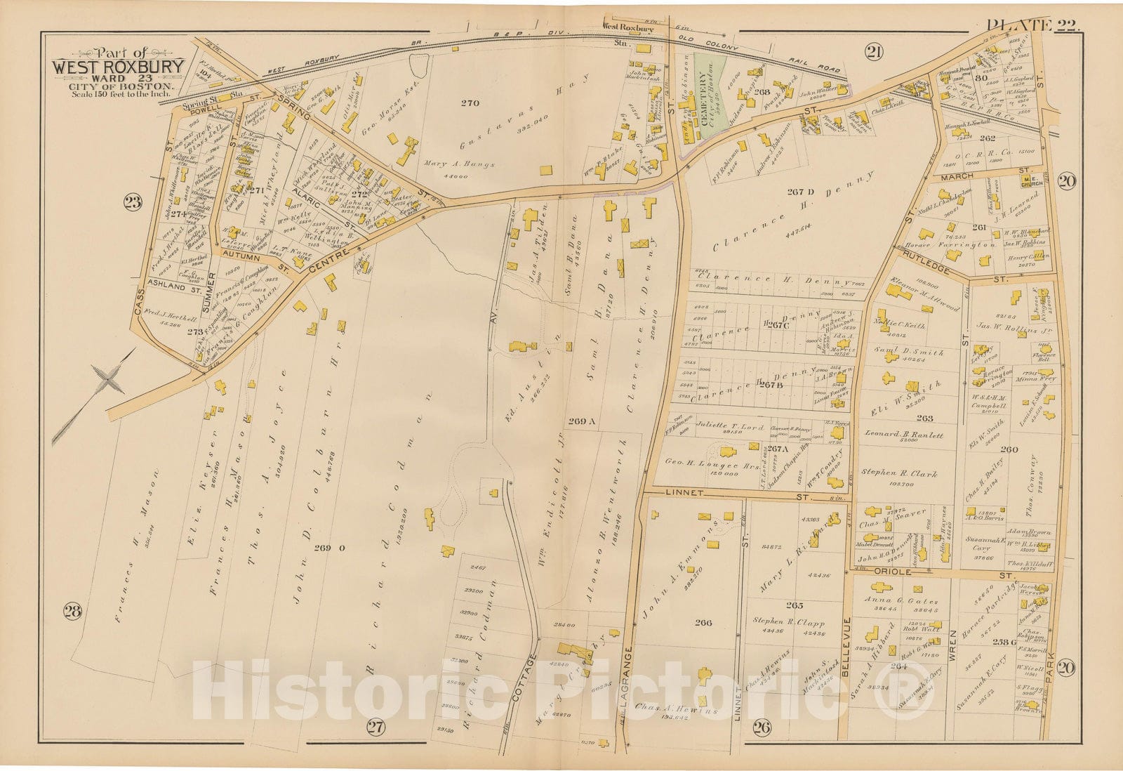 Historic Map : Atlas City of Boston, West Roxbury 1890 Plate 022 , Vintage Wall Art