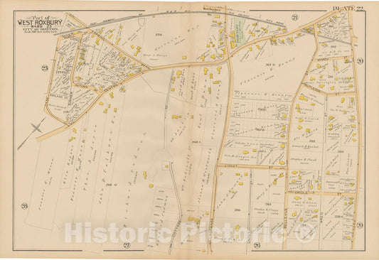 Historic Map : Atlas City of Boston, West Roxbury 1890 Plate 022 , Vintage Wall Art