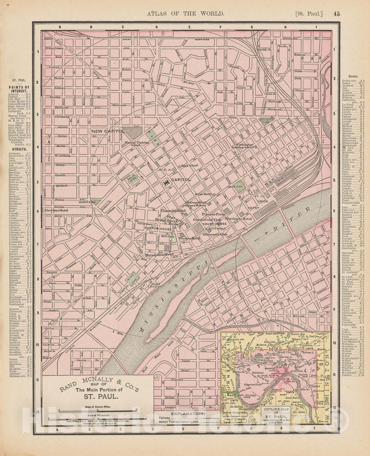 Historic Map : Saint Paul 1900 , Universal Atlas World , Vintage Wall Art