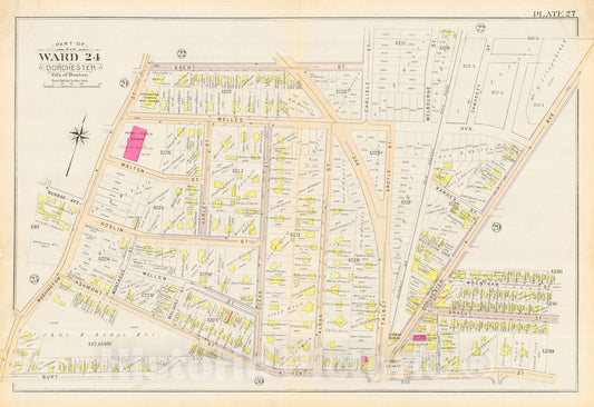 Historic Map : Atlas City of Boston, Vol. 5, Dorchester, Dorchester 1894 Plate 027 , Vintage Wall Art