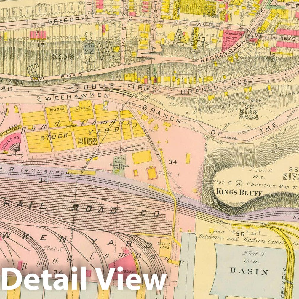 Historic Map : Atlas of Hudson County New Jersey, Union & Weehawken & West Hoboken 1909 Plate 012 , Vintage Wall Art