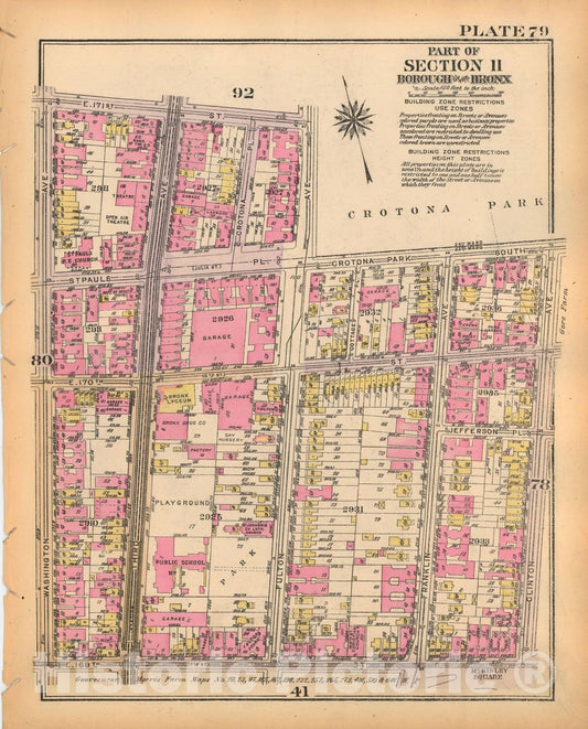Historic Map : Borough of The Bronx, Sections 9-13, The Bronx 1928 Plate 079 , Vintage Wall Art