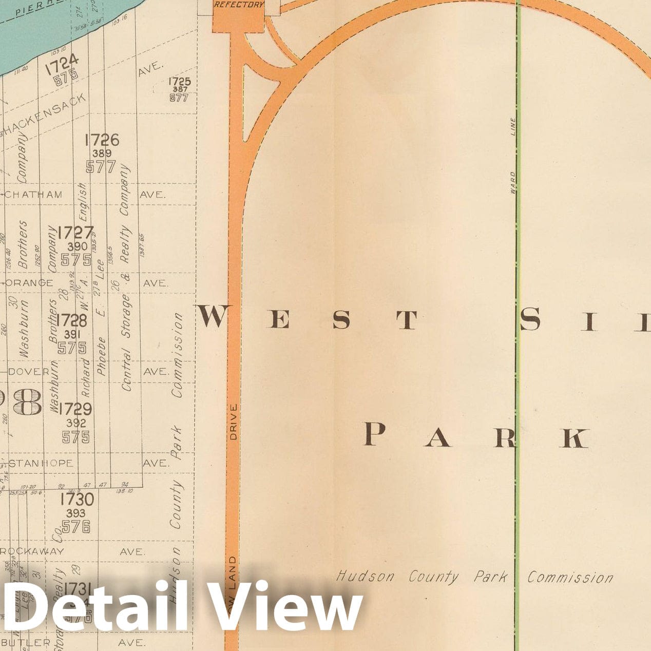 Historic Map : Plat Book of Jersey City, 1928 Plate 028 , Vintage Wall Art