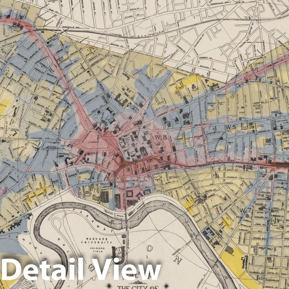 Historic Map : Cambridge 1915 , v2, Vintage Wall Art