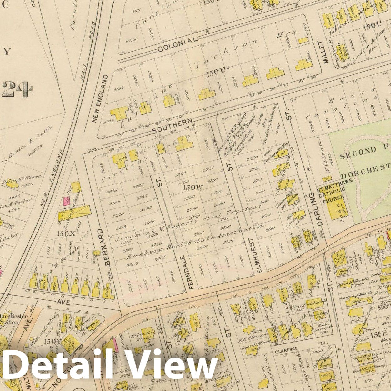 Historic Map : Atlas City of Boston, Vol. 5, Dorchester, Dorchester 1898 Plate 024 , Vintage Wall Art