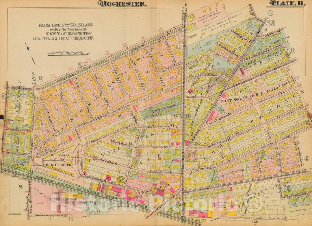 Historic Map : Atlas City of Rochester New York, Rochester 1910 Plate 011 , Vintage Wall Art