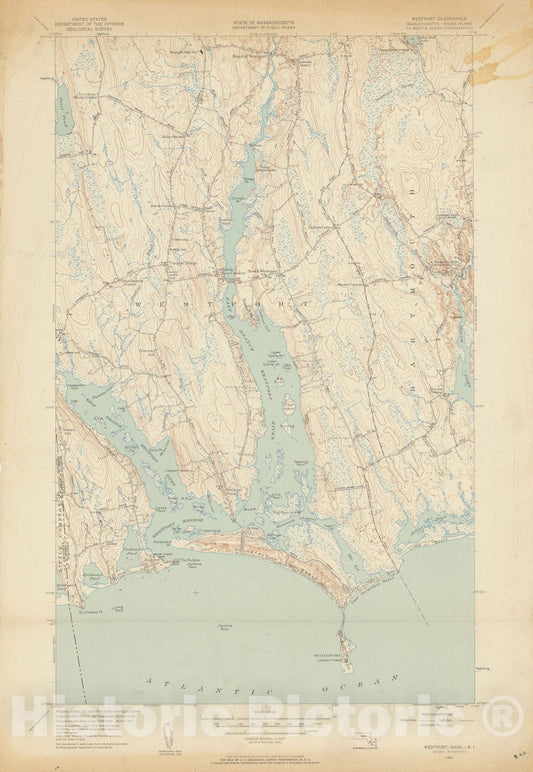 Historic Map : USGS 7.5 Minute Sheets and Quadrangles, Dartmouth & Westport 1951 Topographic Map , Vintage Wall Art